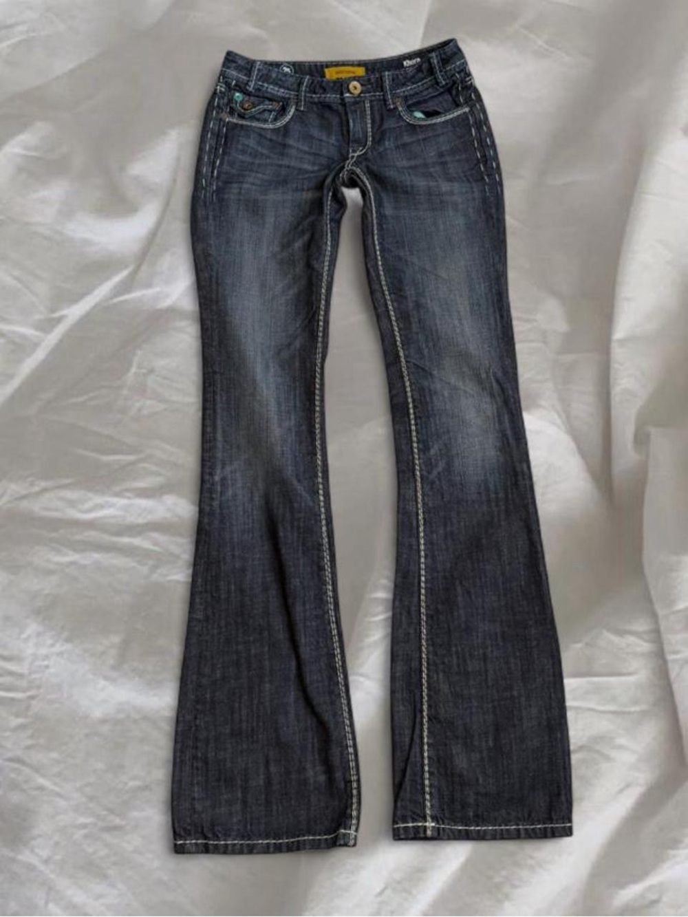 Mek USA DNM Khora Bootcut super low rise Jeans in Dark Indigo - Picture 4 of 6